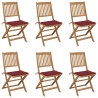 Chaises pliables de jardin lot de 6 avec coussins Bois d'acacia 551883551883