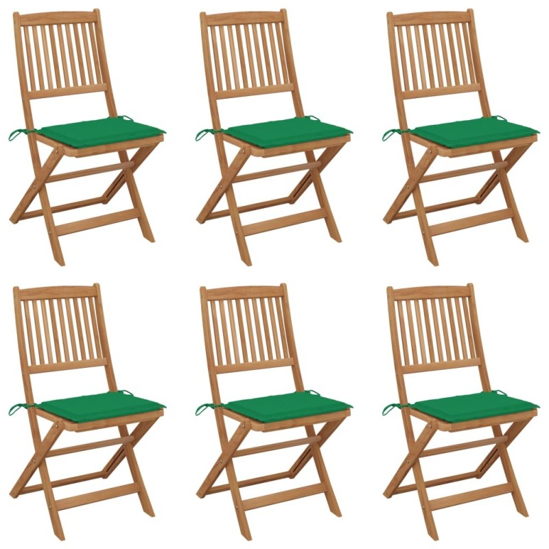 Chaises pliables de jardin lot de 6 avec coussins Bois d'acacia 551886551886