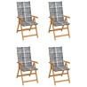 Chaises de jardin lot de 4 coussins à carreaux gris Teck solide 551889551889