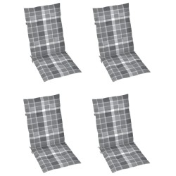 Chaises de jardin lot de 4 coussins à carreaux gris Teck solide 551889551889