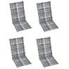 Chaises de jardin lot de 4 coussins à carreaux gris Teck solide 551889551889
