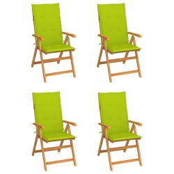 Chaises de jardin lot de 4 avec coussins vert vif Bois de teck 551891551891