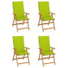 Chaises de jardin lot de 4 avec coussins vert vif Bois de teck 551891551891