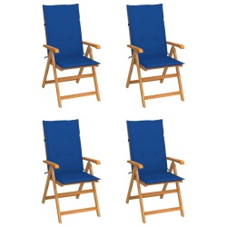 Chaises de jardin lot de 4 avec coussins bleu royal Bois teck 551892551892