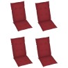 Chaises de jardin lot de 4 avec coussins bordeaux Teck solide 551893551893