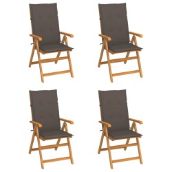 Chaises de jardin lot de 4 avec coussins taupe Bois teck solide 551894551894