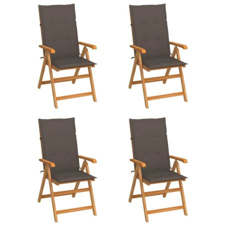 Chaises de jardin lot de 4 avec coussins taupe Bois teck solide 551894551894