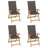 Chaises de jardin lot de 4 avec coussins taupe Bois teck solide 551894551894