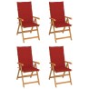 Chaises de jardin lot de 4 avec coussins rouge Bois teck massif 551898551898