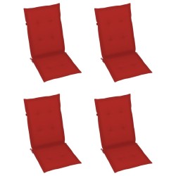Chaises de jardin lot de 4 avec coussins rouge Bois teck massif 551898551898