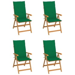 Chaises de jardin lot de 4 avec coussins vert Bois teck solide 551899551899