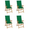 Chaises de jardin lot de 4 avec coussins vert Bois teck solide 551899551899