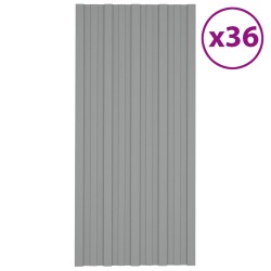 Panneau de toiture 36 pcs Gris 100 x 45 cm Acier galvanisé 552000552000