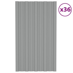 Panneau de toiture 36 pcs Gris 80 x 45 cm Acier galvanisé 552006552006