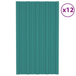 Panneau de toiture 12 pcs Vert 80 x 45 cm Acier galvanisé 552007552007