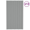 Panneau de toiture 12 pcs Gris 80 x 45 cm Acier galvanisé 552009552009