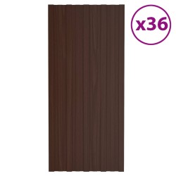 Panneau de toiture 36 pcs Marron 100 x 45 cm Acier galvanisé 552077552077