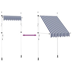 Auvent rétractable manuel 150 cm Rayures bleues et blanches 552097552097