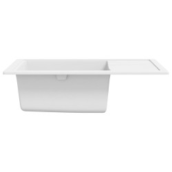 Évier de cuisine avec trou de trop-plein ovale Blanc Granit 552106552106