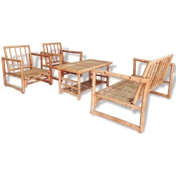 Salon de jardin 4 pcs avec coussins Bambou 552107552107