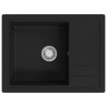 Évier de cuisine avec trou de trop-plein ovale Noir Granit 552111552111