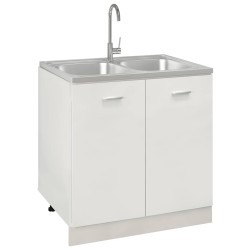 Évier de cuisine à double lavabo argenté 800x600x155 mm inox 552122552122