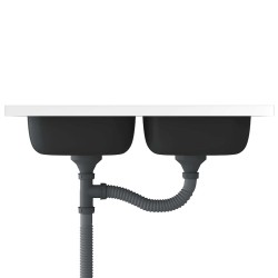 Évier de cuisine à double lavabo argenté 800x600x155 mm inox 552122552122