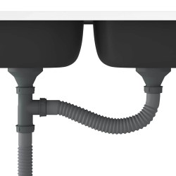 Évier de cuisine à double lavabo argenté 800x600x155 mm inox 552122552122