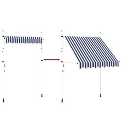 Auvent rétractable manuel 200 cm Rayures bleues et blanches 552131552131