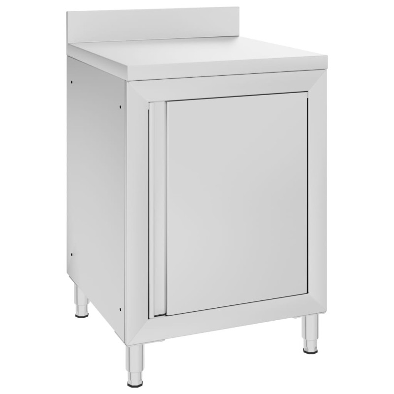 Table de travail commerciale avec armoire 60x60x96 cm Inox 552132552132