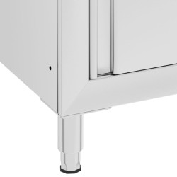 Table de travail commerciale avec armoire 60x60x96 cm Inox 552132552132