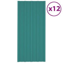 Panneau de toiture 12 pcs Vert 100 x 45 cm Acier galvanisé 552159552159