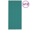 Panneau de toiture 12 pcs Vert 100 x 45 cm Acier galvanisé 552159552159