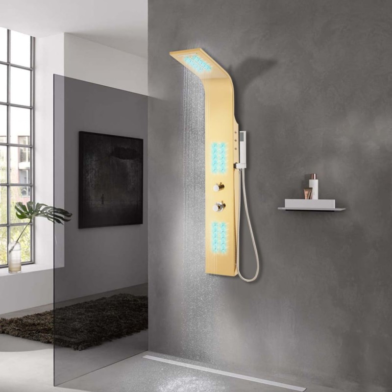 Système de panneau de douche acier inoxydable doré incurvé 552167552167