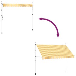 Auvent rétractable manuel 350 cm Rayures oranges et blanches 552170552170