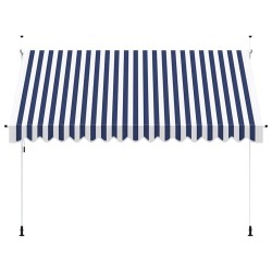 Auvent rétractable manuel 350 cm Rayures bleues et blanches 552179552179