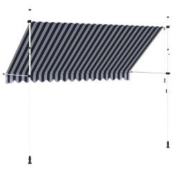 Auvent rétractable manuel 350 cm Rayures bleues et blanches 552179552179