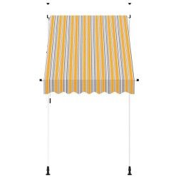 Auvent rétractable manuel 150 cm Rayures jaunes et bleues 552180552180