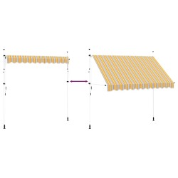 Auvent rétractable manuel 300 cm Rayures jaunes et bleues 552181552181