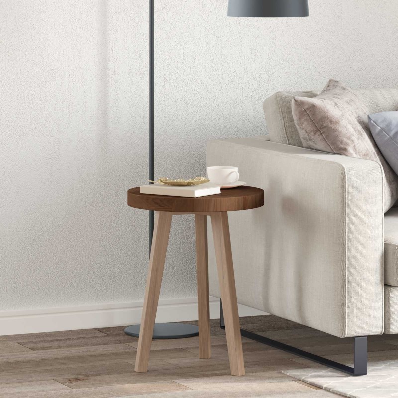 Plateau de table Marron foncé Ø 40 x 4 cm Bois de chêne massif 552228552228