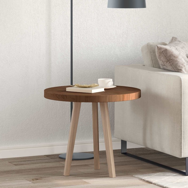 Plateau de table Marron foncé Ø 60 x 4 cm Bois de chêne massif 552252552252