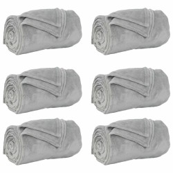 Couvertures à jeter 6 pcs Gris 130 x 150 cm Toison 552354552354
