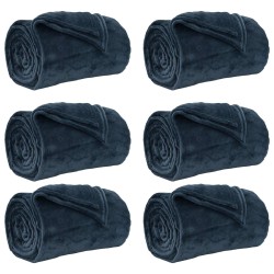 Couvertures à jeter 6 pcs Bleu marine 130 x 150 cm Toison 552363552363