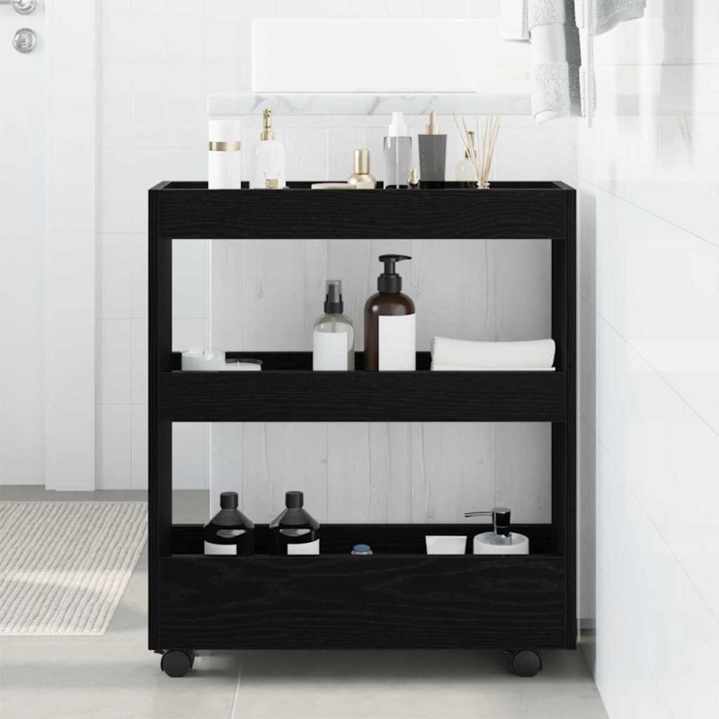 Chariot de Rangement Étroit Chêne noir 60 x 18 x 70 cm 552432552432
