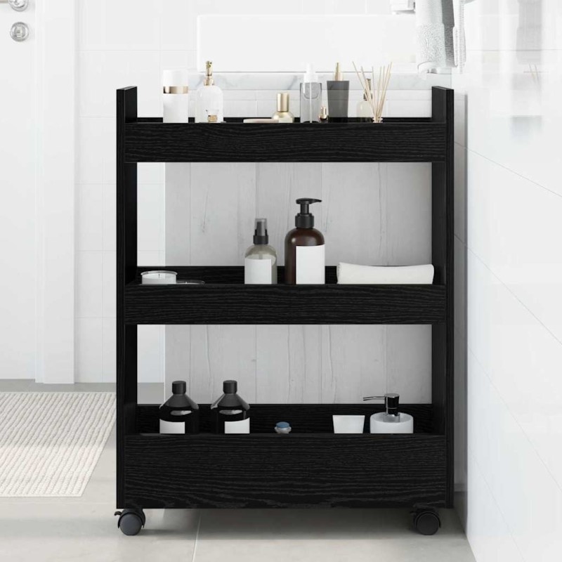 Chariot de Rangement Étroit Chêne noir 60 x 22 x 80 cm 552434552434