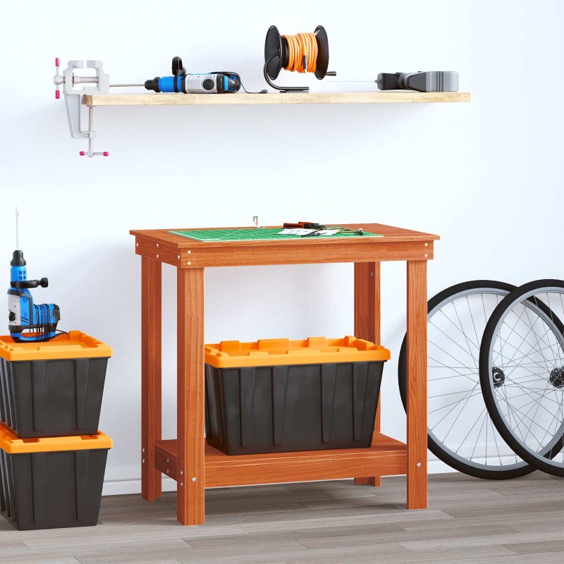 Établi avec étagère Brun Ciré 80 x 50 x 80 cm Pin massif 552436552436