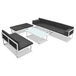 Salon de jardin 5 pcs Textilène Aluminium Noir 552482552482