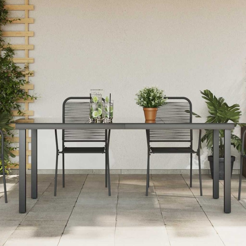 Table de jardin Noir 190x90x74 cm Aluminium et verre 552494552494