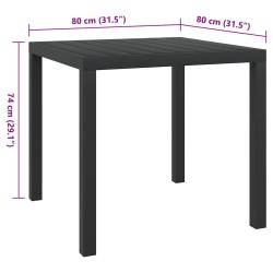 Table de jardin Noir 80 x 80 x 74 cm Aluminium et WPC 552496552496