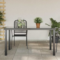 Table de jardin Noir 150x90x74 cm Aluminium et verre 552502552502